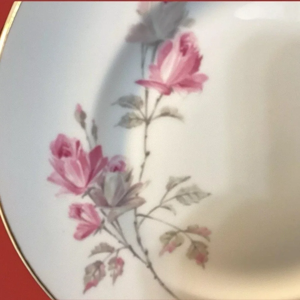 Vintage‎ Crown Staffordshire England Cup, Saucer and Dessert Plate Cabbage Rose